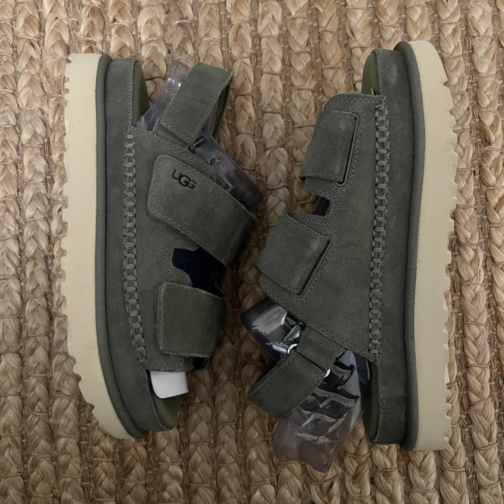 UGG Grey Suede Platform Sandals